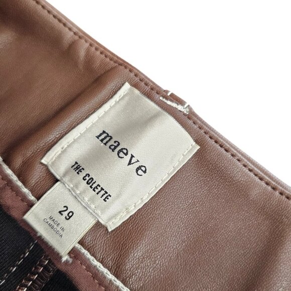 Anthropologie Maeve The Colette Faux-Leather Top-Stitch Crop Wide-Leg Pants, 29 - Picture 7 of 10